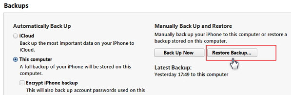 restore iPhone 6 from backup